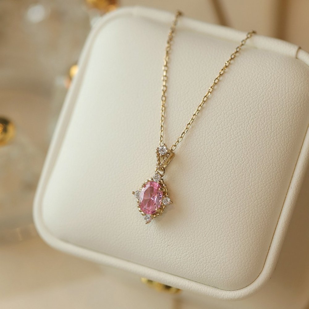 pink zircon necklace